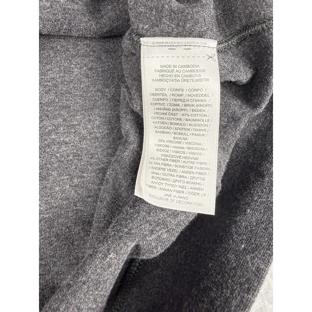 Polo Ralph Lauren Mens M Gray 1/4 Zip Pullover Sweatshirt Blue Pony Cotton Blend